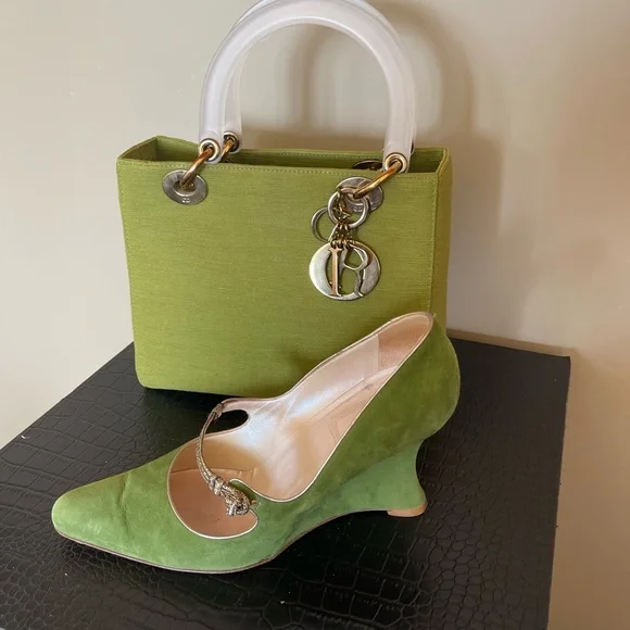 Vintage CHRISTIAN DIOR GREEN LADY DIOR BAG - Picture 3 of 11